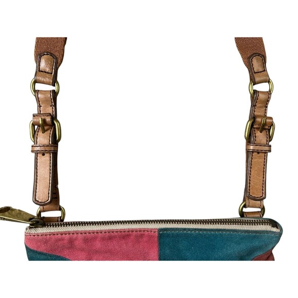 Vintage Fossil Canvas & Leather Patchwork Crossbody Handbag   BTS Hippie Boho - Picture 5 of 13